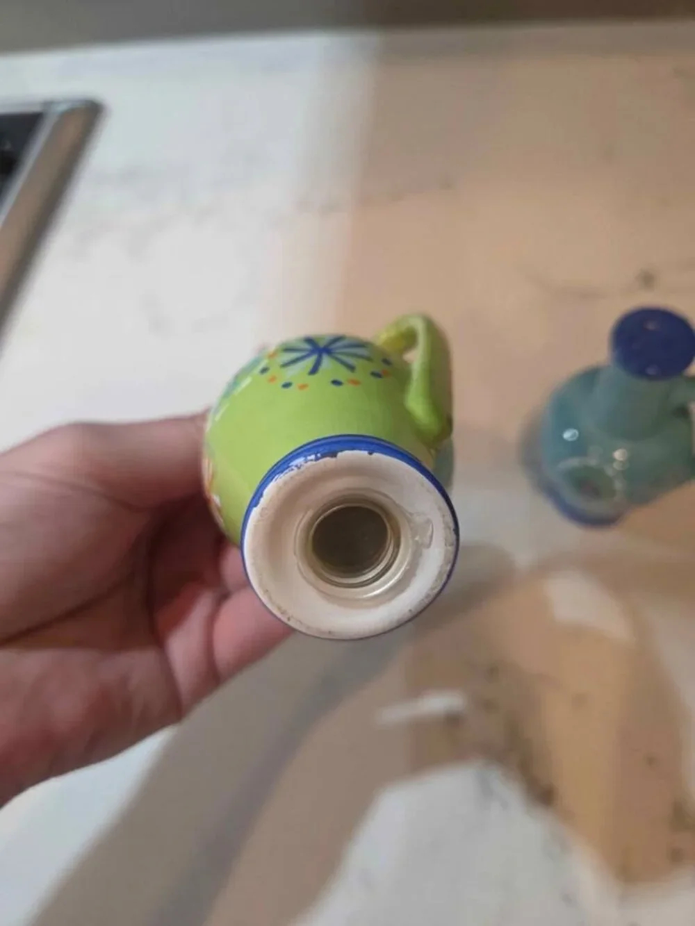 Ceramic beautiful vibrant hand painted salt and pepper shakers set
